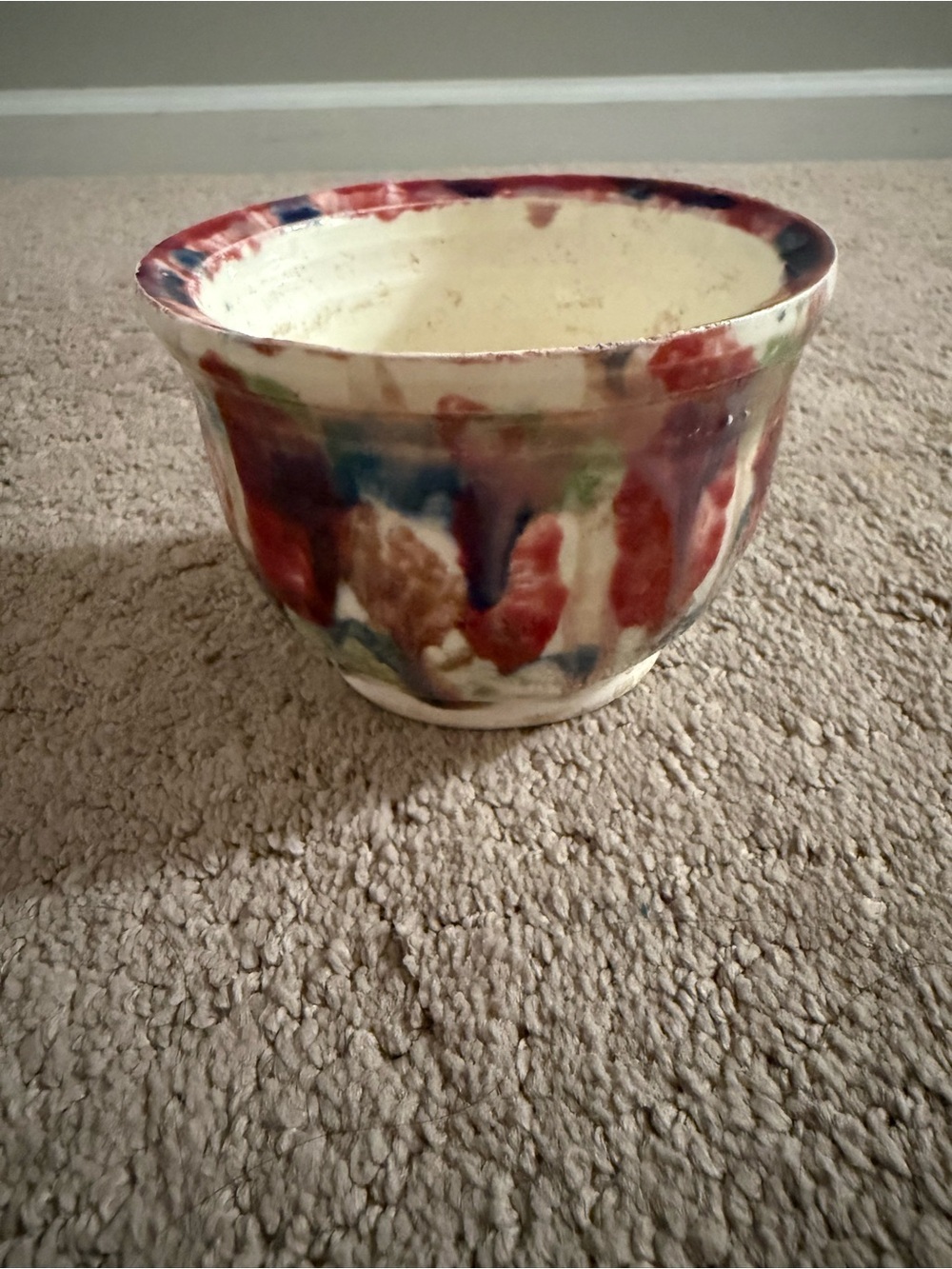 Handmade Multicolor Ceramic Planter - Cream Base
